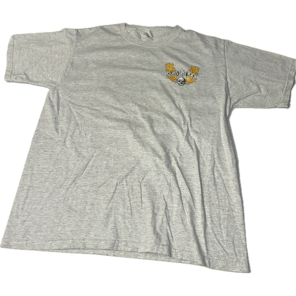 Born To Ride Vintage Motorcycle Biker T-Shirt Gray Men's Size L